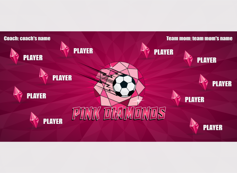 Diamonds Pink Soccer Banner-soccer-banner-usa-picture