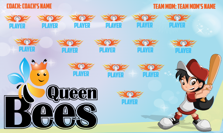 Queen Bees 1-orange-girl-hem-custom-softball-team-banners-picture