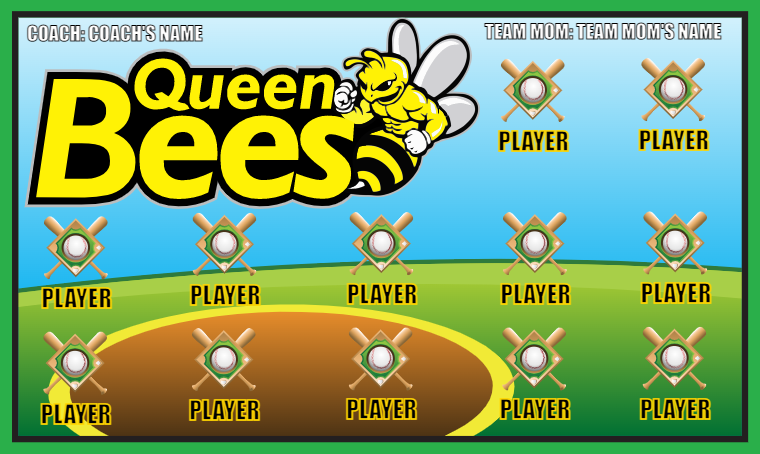 Queen Bees 2 Softball Banner